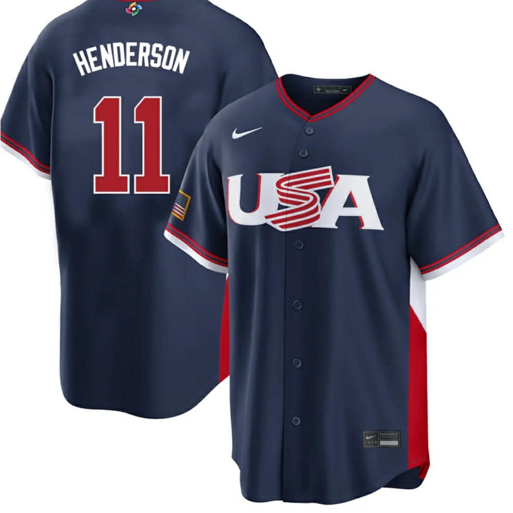 Nike Team USA Gunnar Henderson #11 Blue World Baseball Classic Jersey (Orioles)